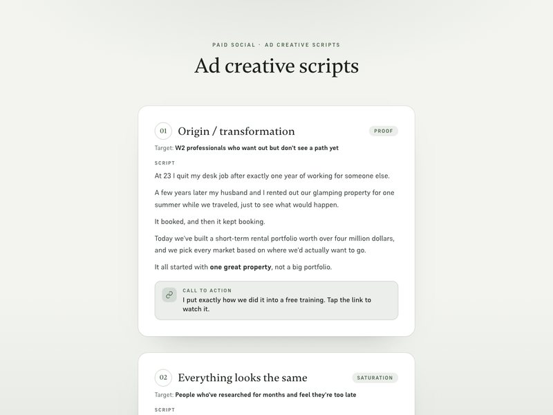 Ad creative scripts preview