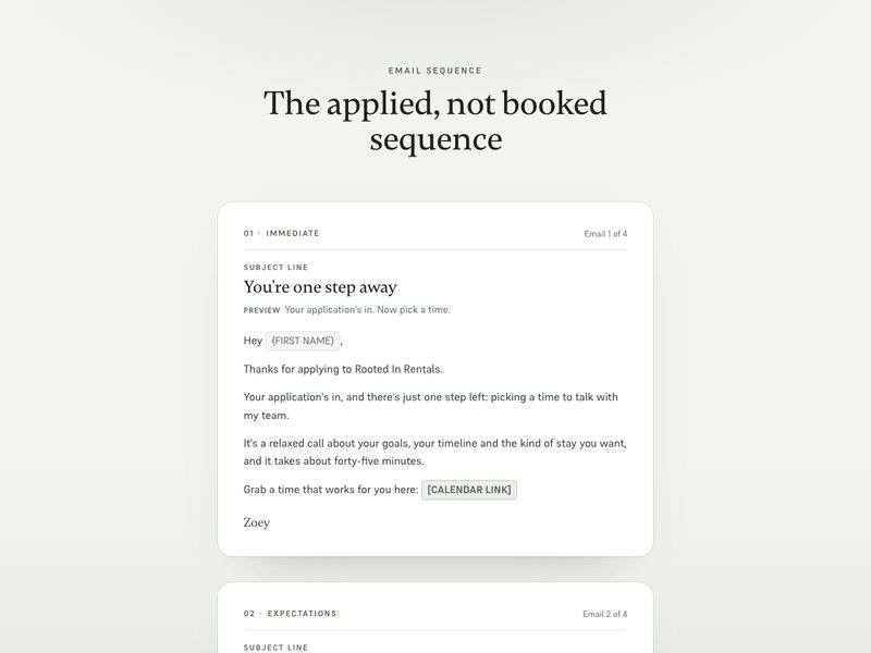 Applied not booked preview
